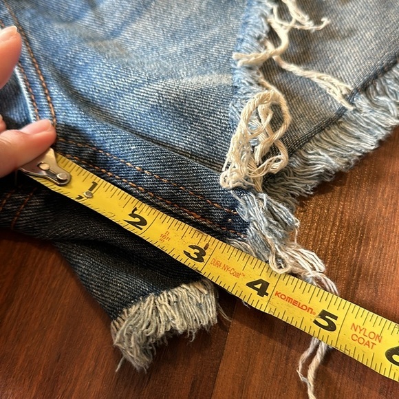 Ban•Jara Super High Rise Loose Fit Distressed 100% Cotton Denim Shorts Size 1/24 - Picture 9 of 9